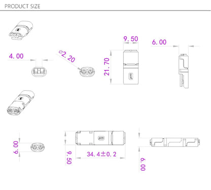 10pcs 2 Pin Waterproof Automotive Connector Strip Terminal Connection