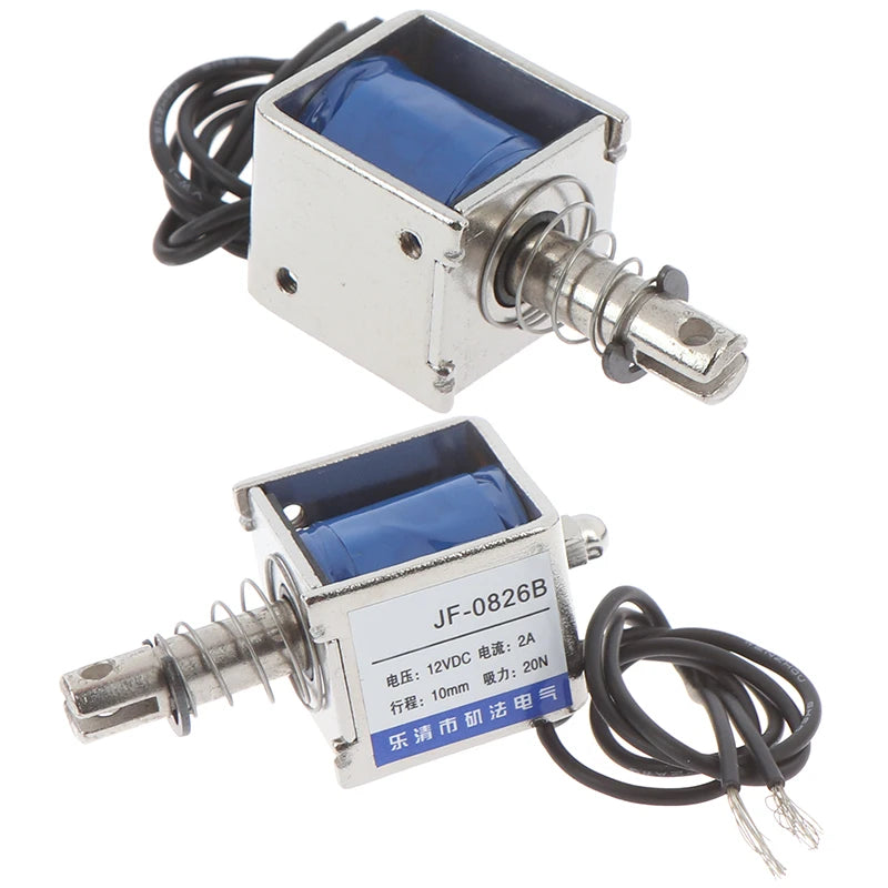 JF-0826B 12V/2A 10mm 20N push pull type open frame solenoid electromagnet