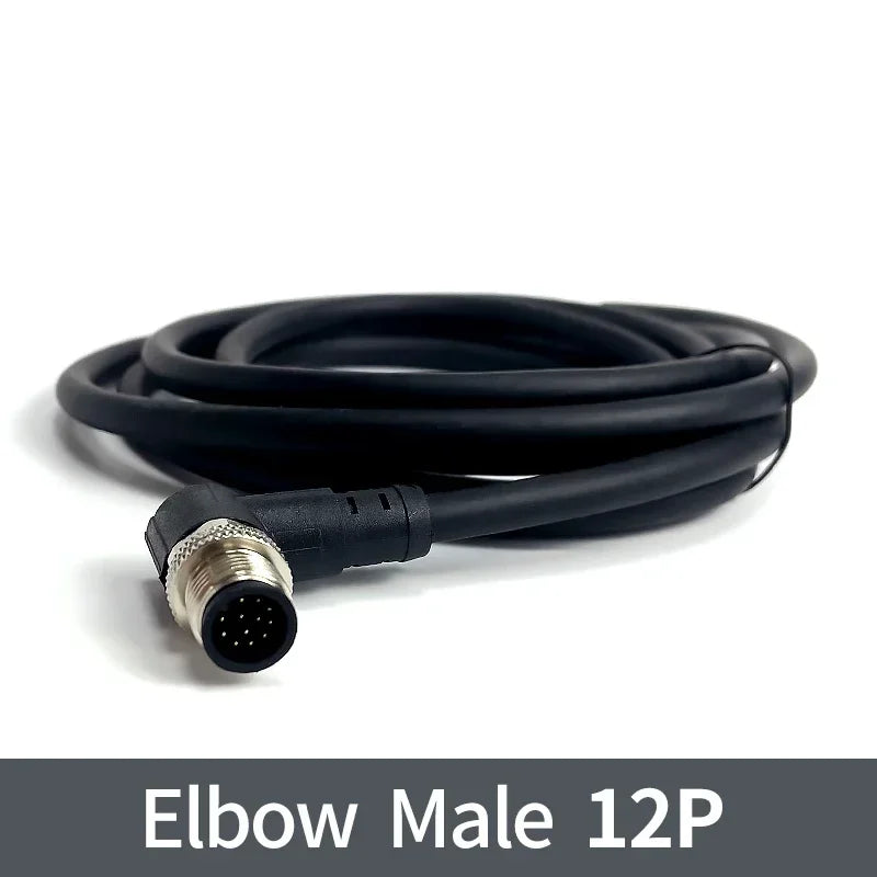2m M12 Waterproof Sensor Cable Male & Female Connector 4/5/8/12 Pin Integrated Injection Molded