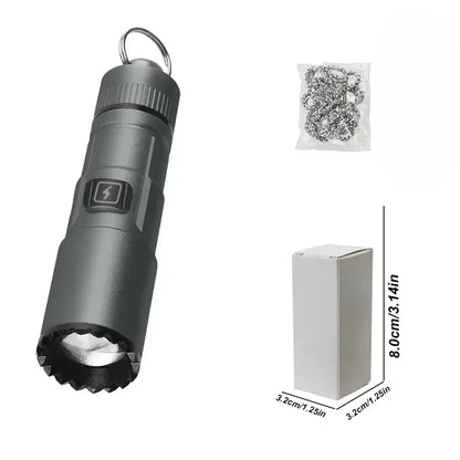 2-in-1 COB LED Flashlight Keychain with Whistle Portable Handheld Lamp