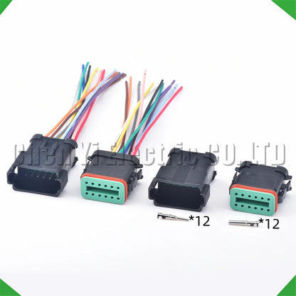 12 Pin DT Connector DT06-12S DT04-12P DT06-12S-E005 Deutsch Waterproof Pigtail