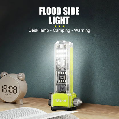Ultra-bright Rechargeable Flashlight Magnetic Safety Hammer Torch