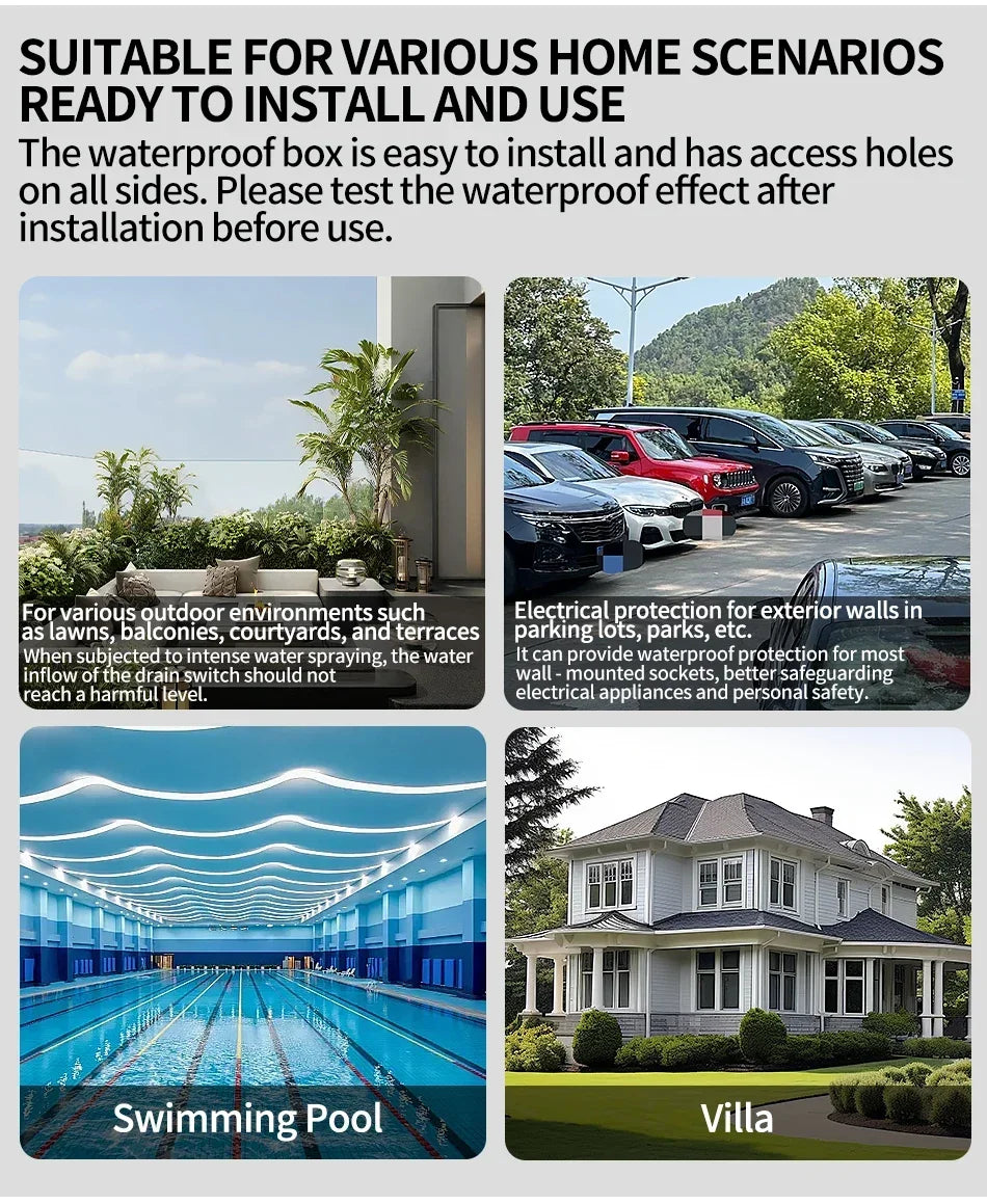IP66 Outdoor Wall Switch 16A Weatherproof Push Button 1/2/3 Gang Electrical for Garden Patio Exterior Use