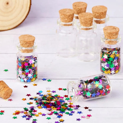 10/100Pcs Mini Clear Glass Bottles with Cork Stopper, Message Bottles for Wedding, Birthday, Party Decoration, DIY Jars, Vials, Gifts