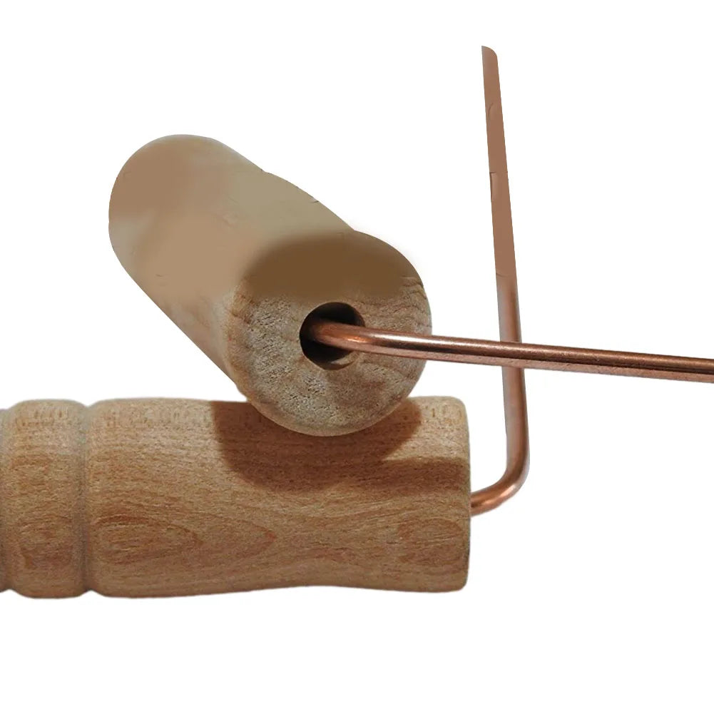 99.9% Pure Copper Divination Probes Rod with Wooden Handles, Round Copper Poles for Water Treasure
