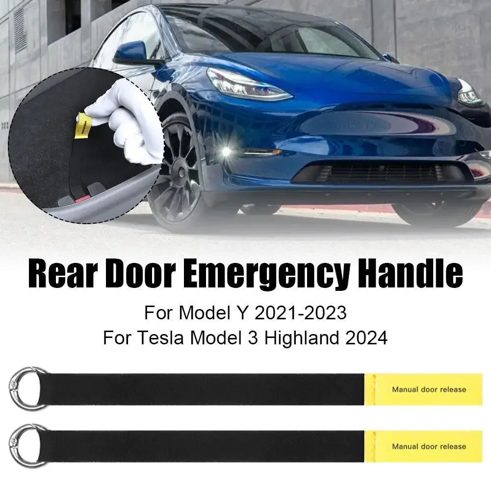 Rear Door Emergency Safety Pull Rope – Emergency Handle Car Accessory for Tesla Model Y (2021-2023) & Highland 2024 (4/1PCS)