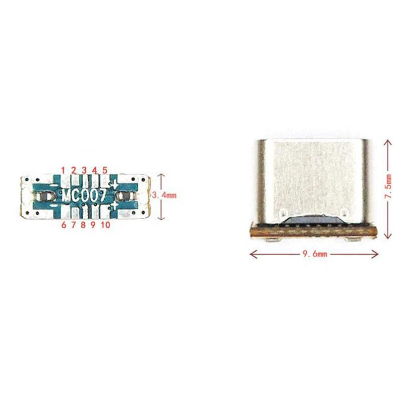 New Type-C Female Connector Type C Female Jack 5PIN SMD SMT Type-C Socket Charging Port Micro USB&Mini USB Universal