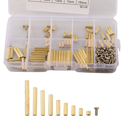 M2 Spacer Assortment Screw &amp; Nut Set 270pcs — Clear Storage Box for Electronics Assembly