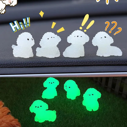 Luminous Cute Puppy Bichon Frise Small Ornaments Car Center Console Lighting Decoration Universal Cars Interior Accessories