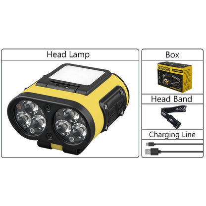 Multifunctional LED Headlamp Cap Clip USB Rechargeable Headlight