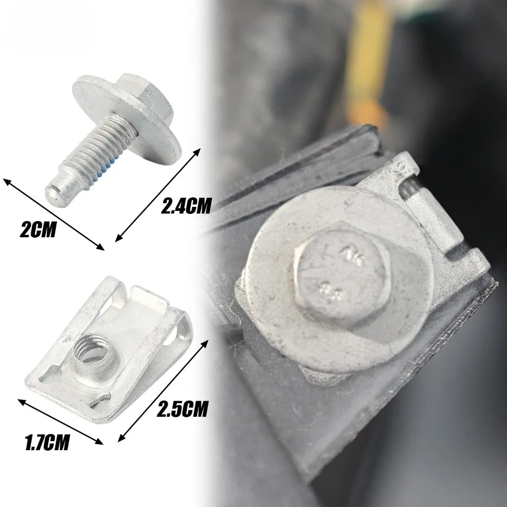 Car Fender Liner Bolt M6 Hex Flange Screw — Bumper Body Trim Splash Shield Fastener with Washer Carbon Steel Auto Repair Kit