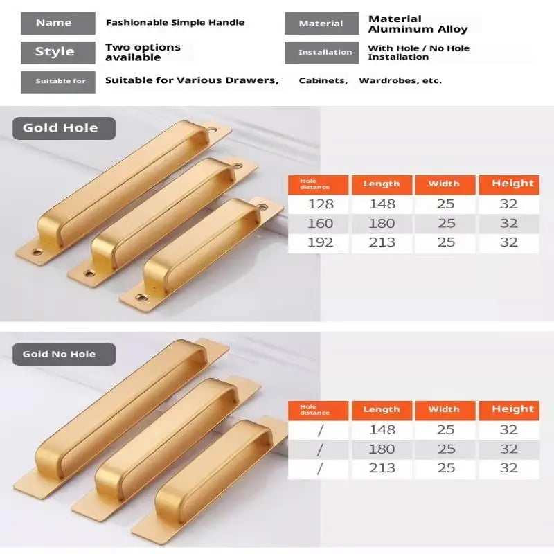 Drill-free Aluminum Handle for Sliding Door Window Drawer Bathroom Push-Pull