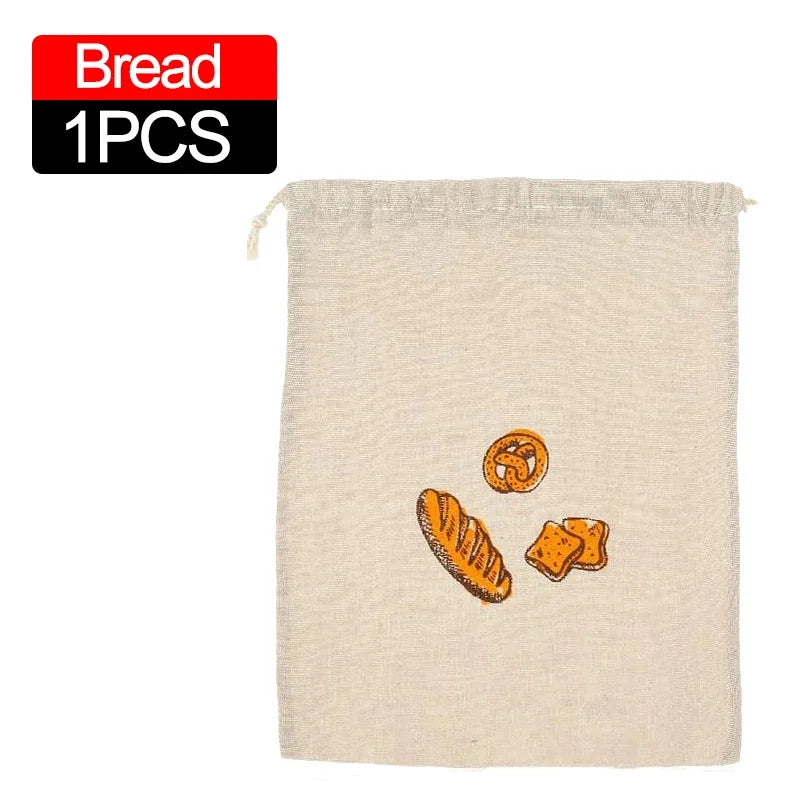 Linen Bread Bags Large Capacity Drawstring Loaf Storage Bags Washable Reusable 3/1Pcs for Pastries Baguette Organizer