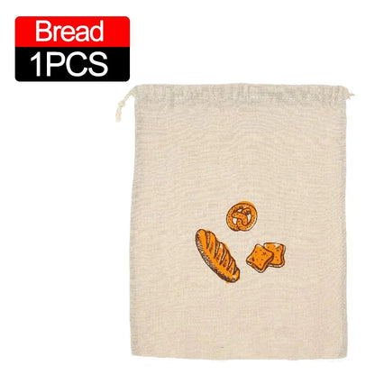 Linen Bread Bags Large Capacity Drawstring Loaf Storage Bags Washable Reusable 3/1Pcs for Pastries Baguette Organizer