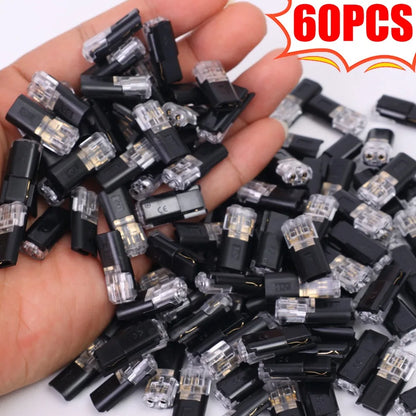 60pcs/set Waterproof Plug Wire Connector 2 Pin Way Cable Plug Car Electric Wire Snap Connectors Strip Terminal Connection Tool