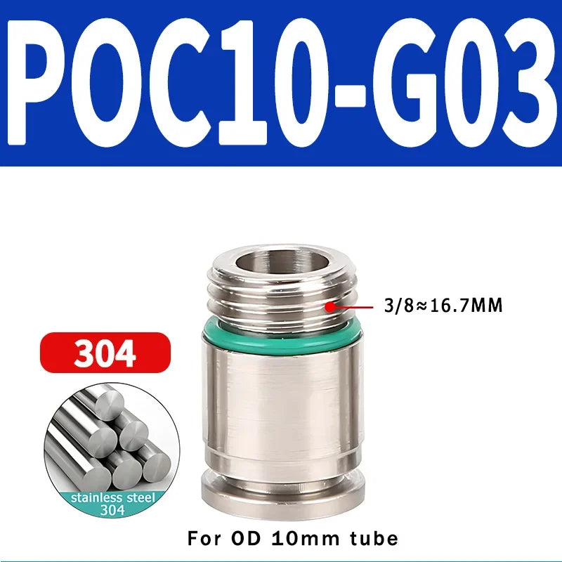 Stainless Steel 304 POC-G Internal Hexagonal Quick Insertion Pneumatic Fitting Gas Pipe Quick Insertion Joint