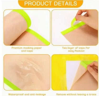 Pre-Taped Masking Film for Automotive Paint Cabinet Furniture Dust Protection 15m