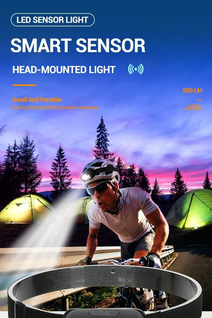 Mini LED Rechargeable Sensor Headlamp Built-in Battery USB Head Flashlight Outdoor Waterproof Camping Fishing Headlight