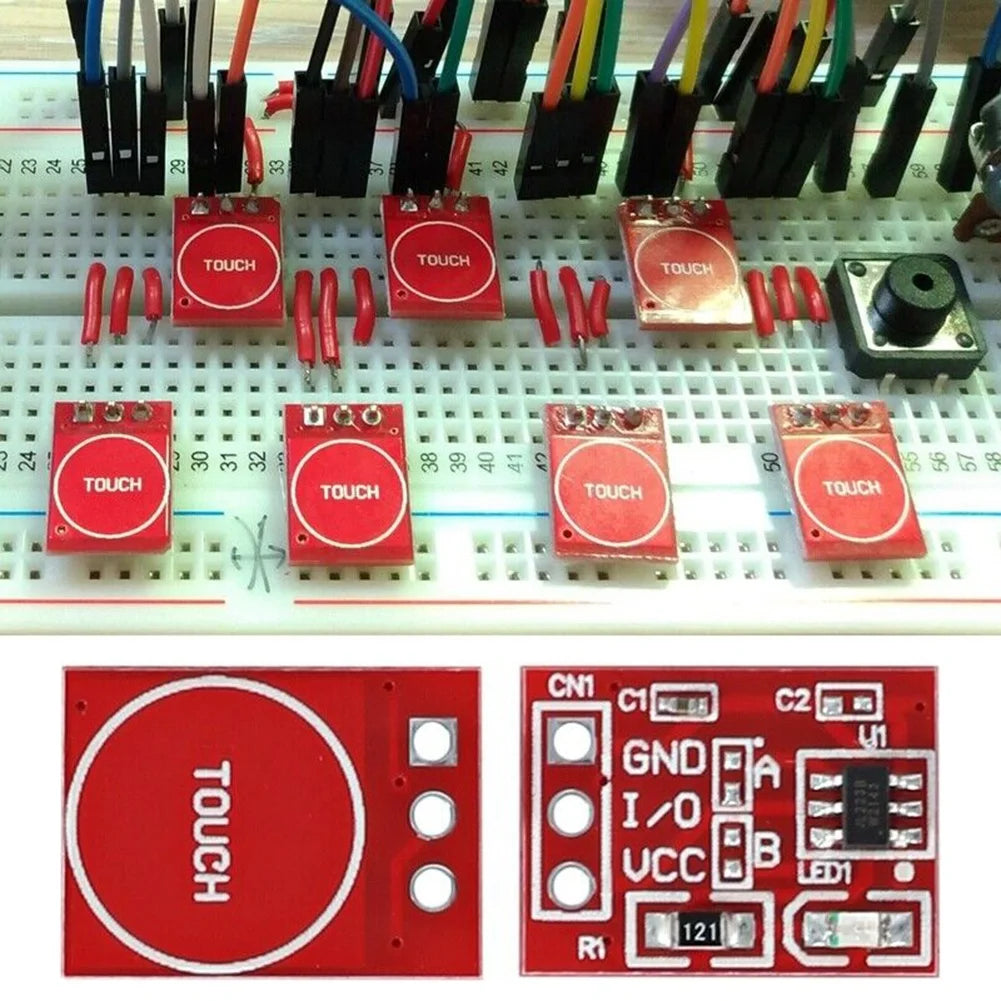 20Pcs TTP223 Touch Button Modular Self-Locking Micro Capacitive Switch Red Single Capacitive Switch 2.5V-5.5V Electrical Equipme