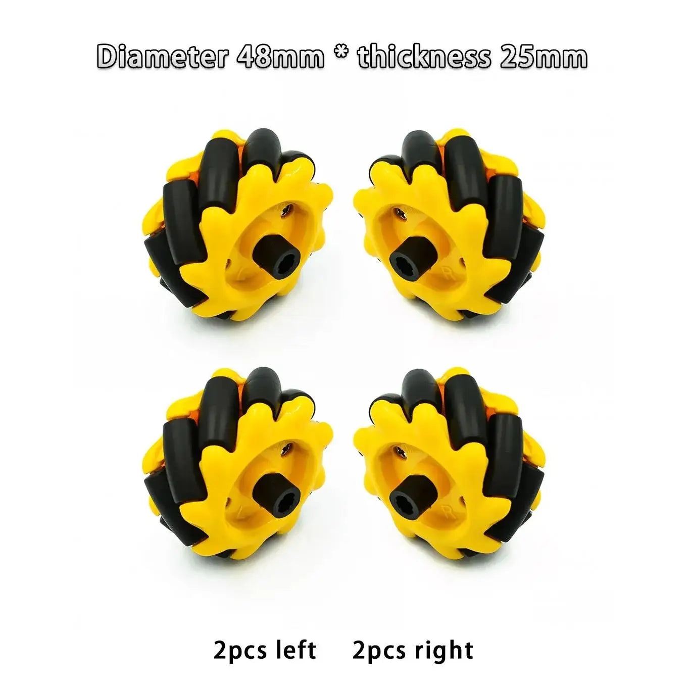 Omnidirectional Mecanum Wheels for TT Motor Robots with 6mm Bushings