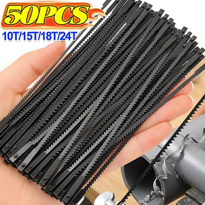 10/14/18/24T Carbon Steel Scroll Saw Blades Precision Fretsaw Sharp Fine Cut Blades for Plastic Metal Wood DIY Crafting Tools