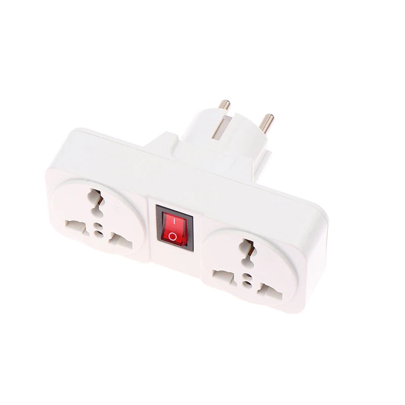 UK/EU Plug Adapter with Switch Universal Extension Socket 10A 250V