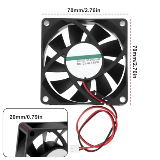 2pcs Cooling Fan Computer Case Heat Sink Fan 12V Computer Case Cooling Fans 70x70x20mm For Case Power Supplies 3200 RPM