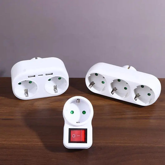 16A Plug Adapter Travel Charging German Standard Power Converter For Portugal Turkey 1 To 3 Plug EU Socket Adapter With Switch