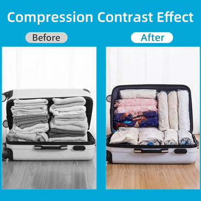 Reusable Travel Clothes Air Vacuum Bags Roll Up Compression Storage Bags For Suitcases Tops Pants Portable Foldable Storage Bags