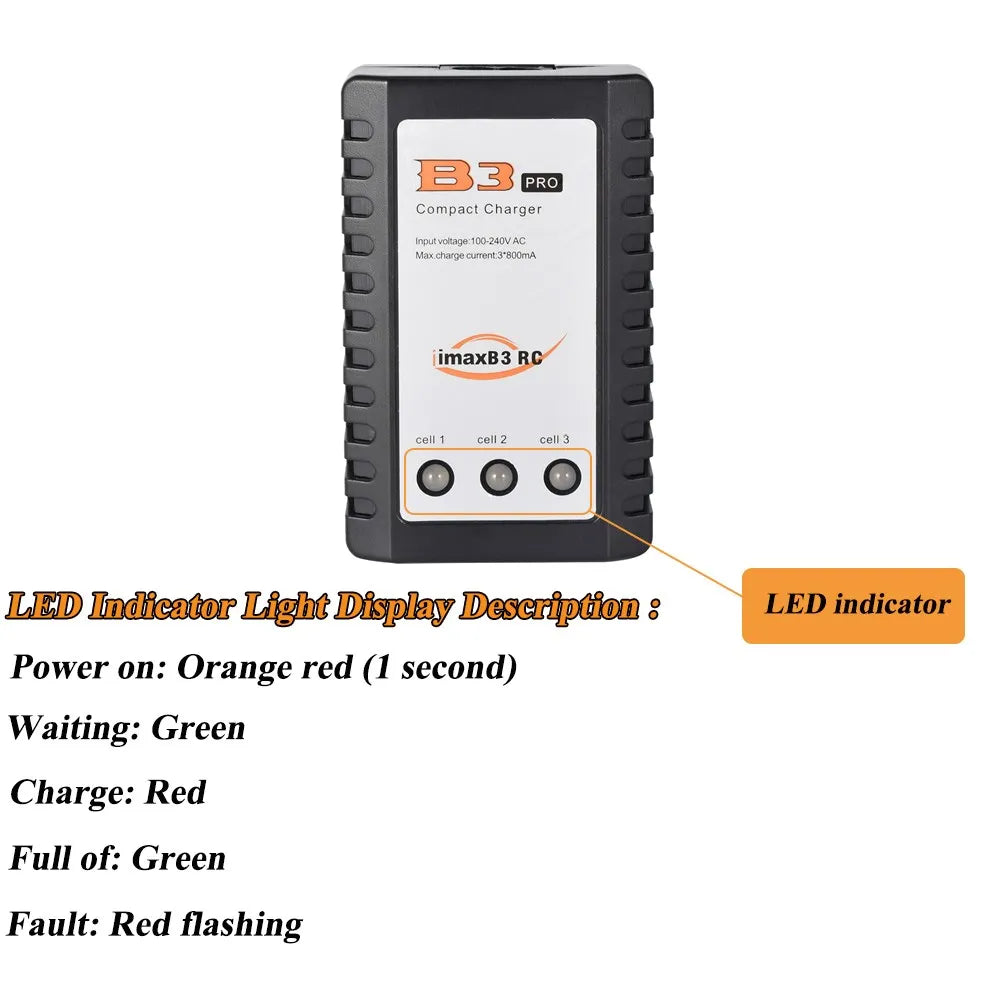 B3 Balance Charger for 2S 3S 7.4V 11.1V LiPo Battery RC Aircraft and Car Models