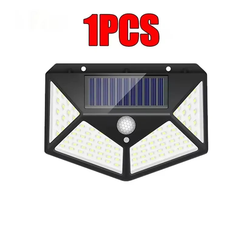 6 PCS 100 LED Solar Sensor Wall Light Outdoor Sunlight Security Street Lamp 270° Lighting Waterproof Torch Garden Night Lantern