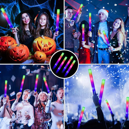 8/10/15/20pcs LED Glow Sticks Bulk Colorful RGB Glow Foam Stick for Christmas Birthday Wedding Glow in The Dark Party Supplies