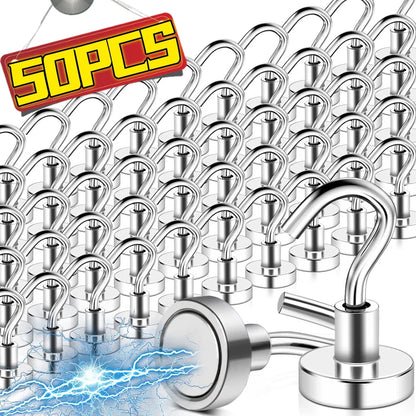 50/1PCS Strong Magnetic Hook Multi-Purpose Storage Hooks Home Kitchen Bar Storage Hooks Key Storage Hooks Home Bathroom Hangers