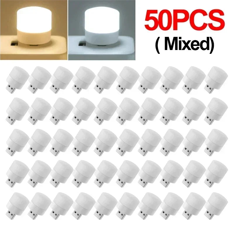 Mini USB Night Light – Warm White Eye Protection Reading Light, USB Plug LED Night Lamp for Computer & Mobile Power Charging (1/50pcs)