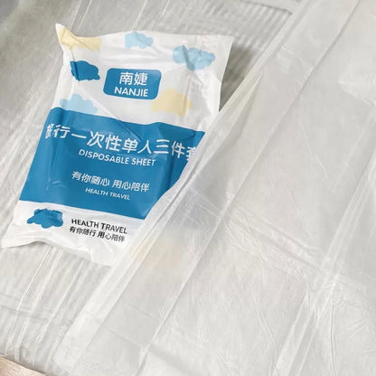 Disposable Non-Woven Bedding Set – Waterproof Travel Duvet Cover, Bed Sheet & Pillowcase Set for Hotel & Portable Travel Use