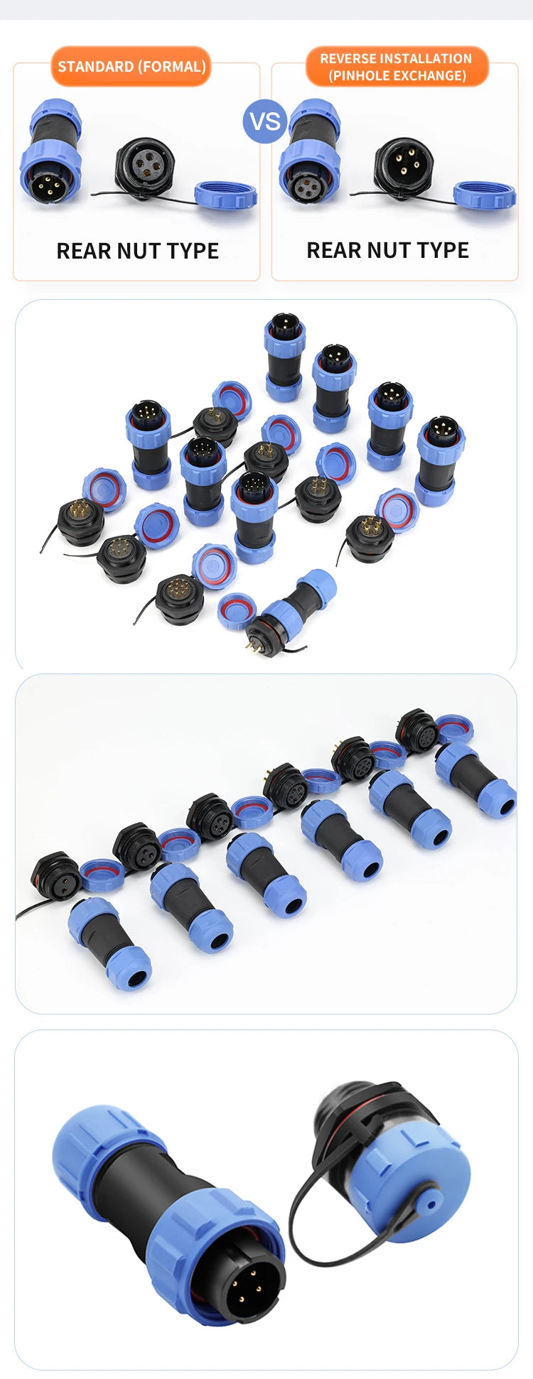 SP Series IP68 Waterproof Aviation Connector SP13 SP16 SP17 SP20 SP21 2-12Pin Panel Mount Plug and Socket