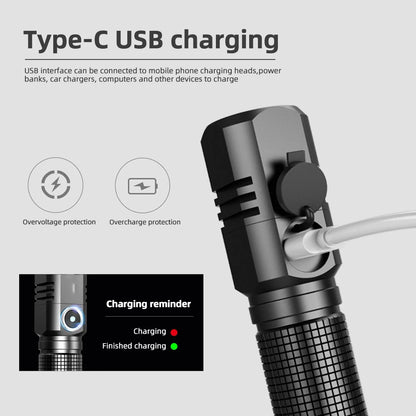 Super Bright Mini LED Flashlight USB Rechargeable Zoom Tactical Flashlight 3 Lighting Mode Outdoor Camping Fishing Torch