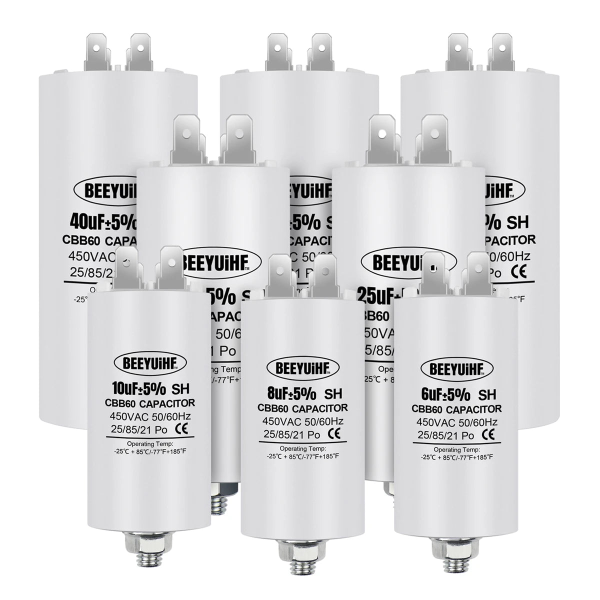 CBB60 Motor Start Capacitor 6µF–60µF 450VAC 50/60Hz with M8 Screw