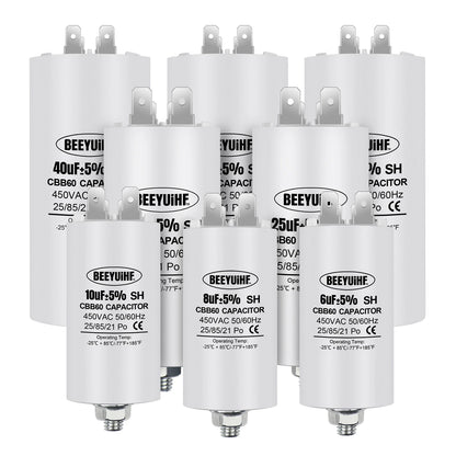 CBB60 Motor Start Capacitor 6µF–60µF 450VAC 50/60Hz with M8 Screw