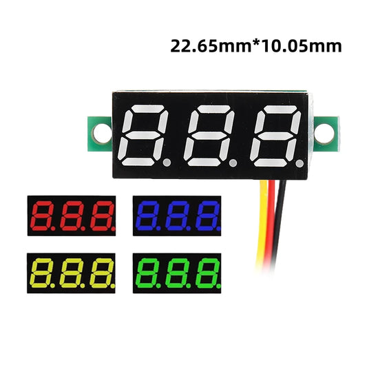 0.28" LED Digital Voltmeter 0¨C100V DC Panel Gauge with Red/Blue/Green/Yellow Display, Mini 3-Wire Voltage Meter for Car and DIY Projects