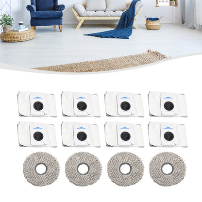 Set of 8 Dust Bags and 4 Wiping Cloths for Deebot For T20 For Omni X1 For Omni 8 Robot Vacuum Cleaner Protective Accessories