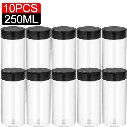 1/10Pcs Plastic Spice Jars with Shaker Lids Kitchen Empty Salt Pepper Condiment Powder Barbecue Seasoning Bottles Container