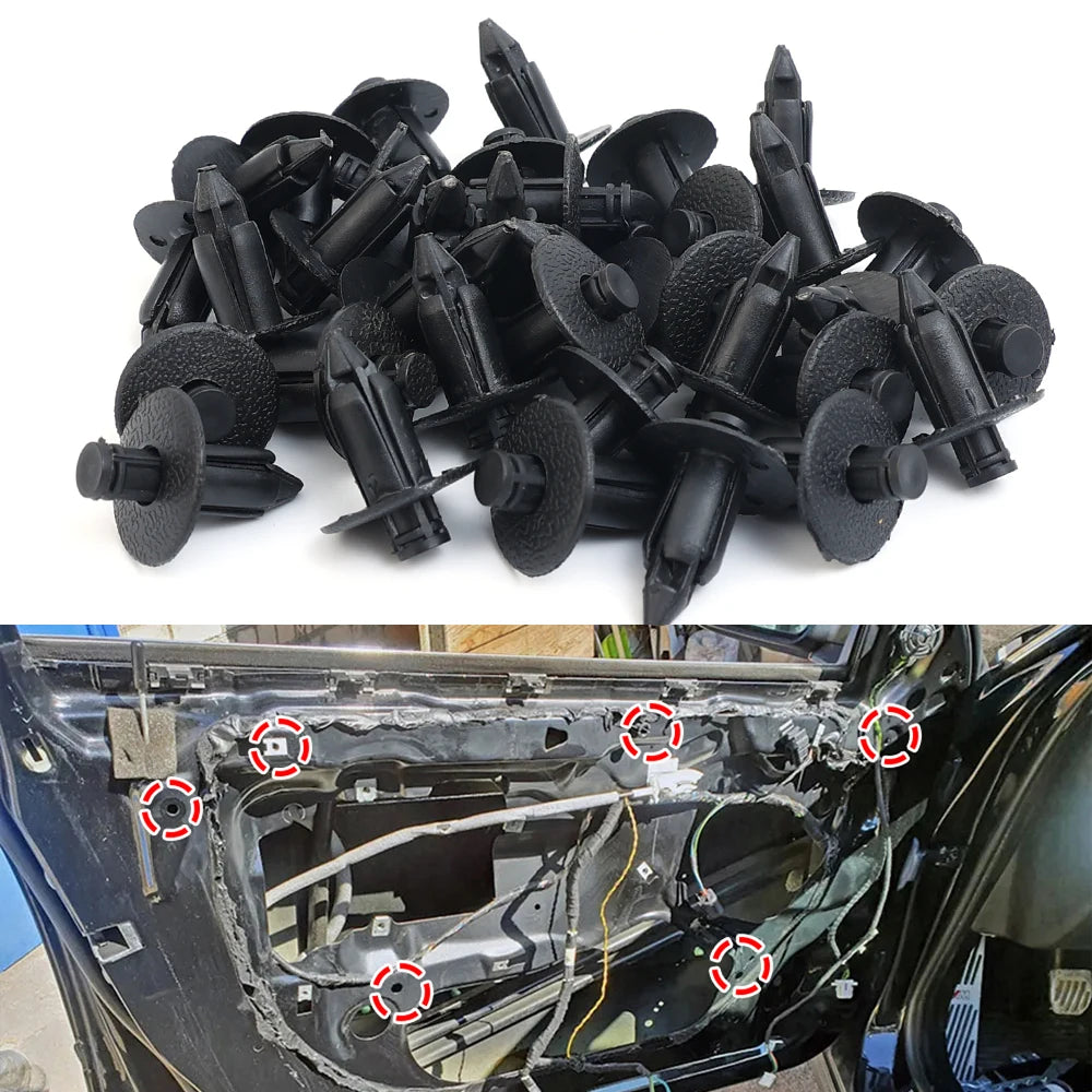 8mm Plastic Rivet Fasteners Push Pin Clips for Car Fender &amp; Bumper — Universal Automotive Body Trim Clips