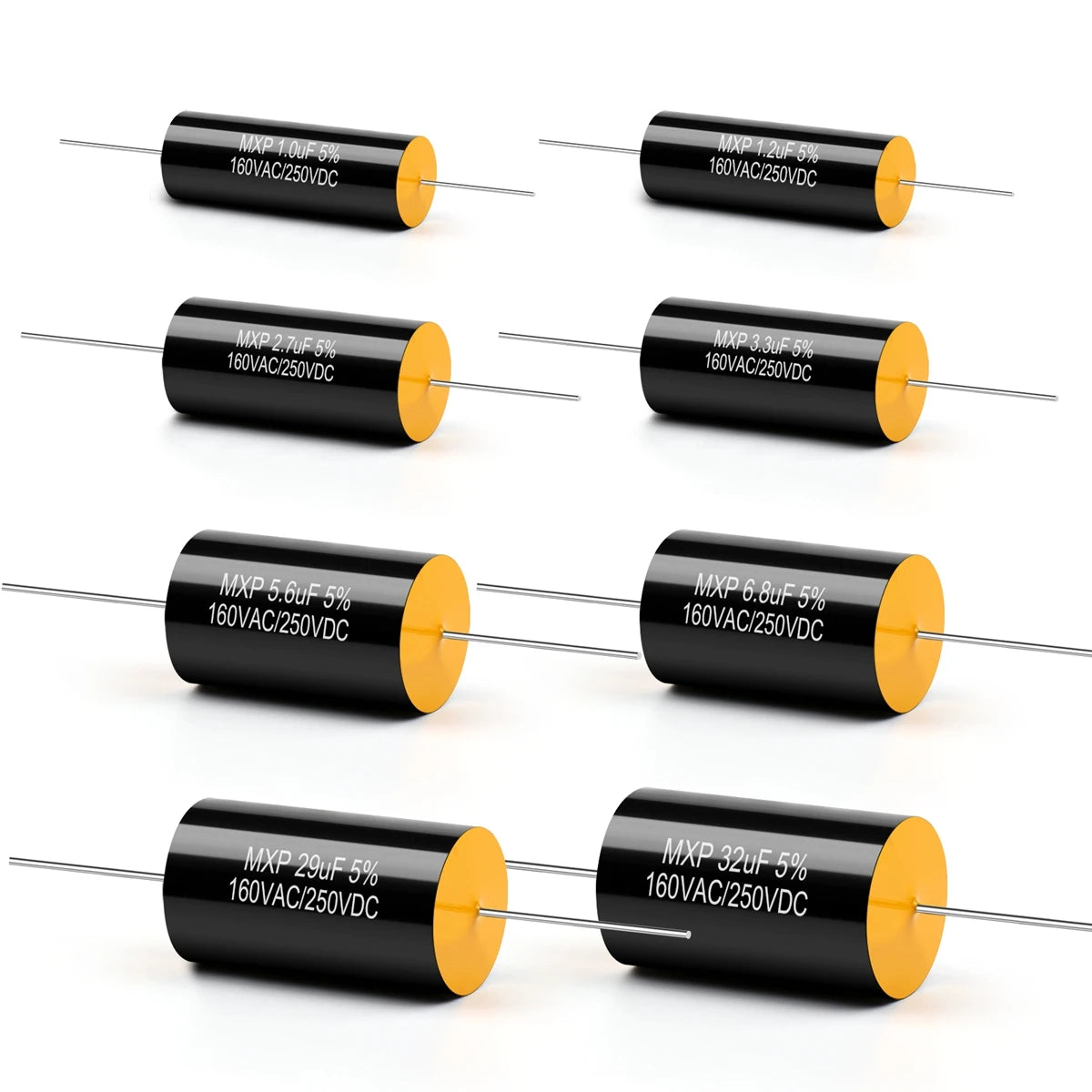 250V/160V MXP Audio Capacitor 0.22µF-22µF for HiFi Frequency Divider & Speaker Applications
