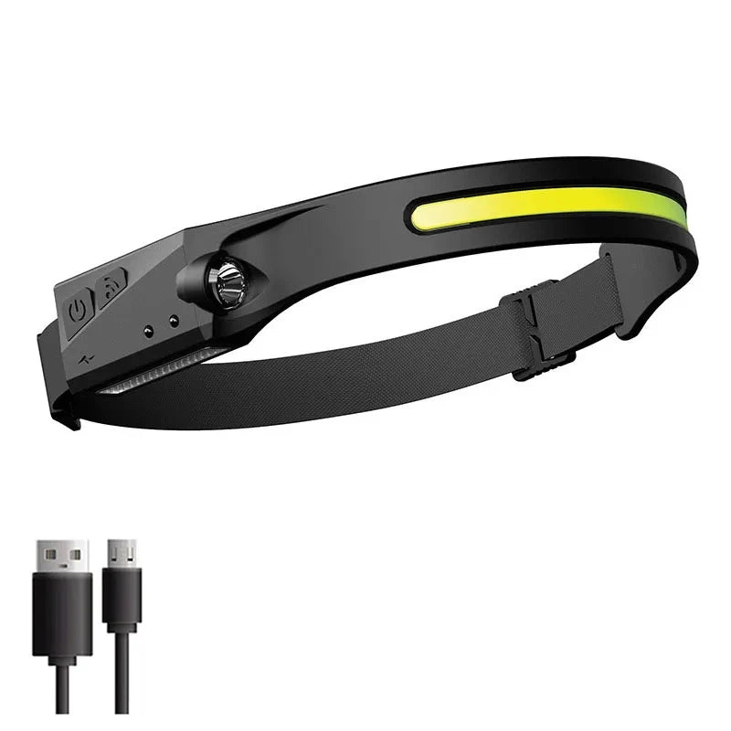 Sensor Headlamp LED Head Flashlight Rechargeable Headlight Built-in 1200mAh Battery 5 Lighting Modes Fishing Camping Lantern