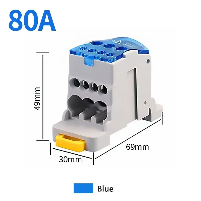 Din Rail Distribution Junction Box One in Seven Out Power Wire Electric Connector Terminal Block UKK 80A 125A 160A 250A 400A
