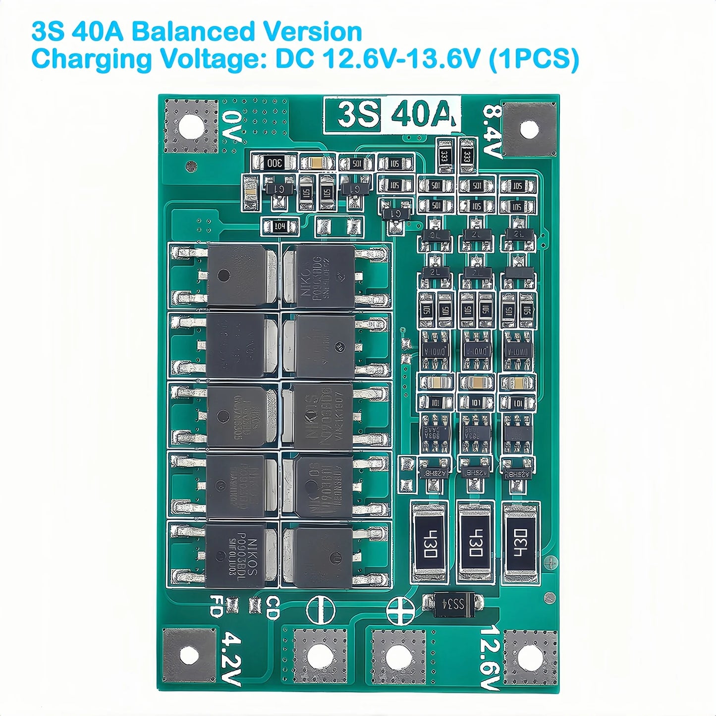 3S 4S Lithium Battery BMS Protection Board 40A 60A with Balance and Enhance Functions for Drill Motor 11.1V-16.8V Li-ion Cells