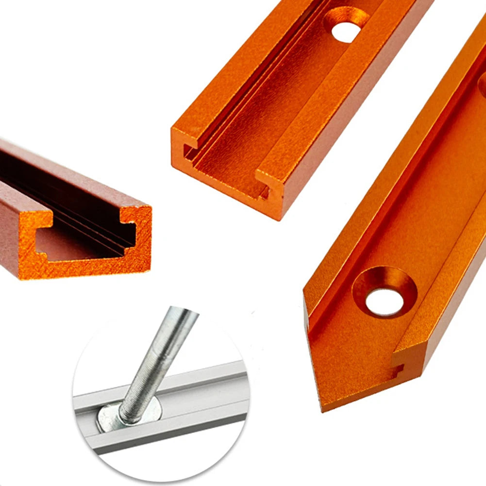 T-Track Intersection Slot Woodworking Chute Miter Gauge Guide Rail With Holes Drill Bits Saw Blades Cutting Tools