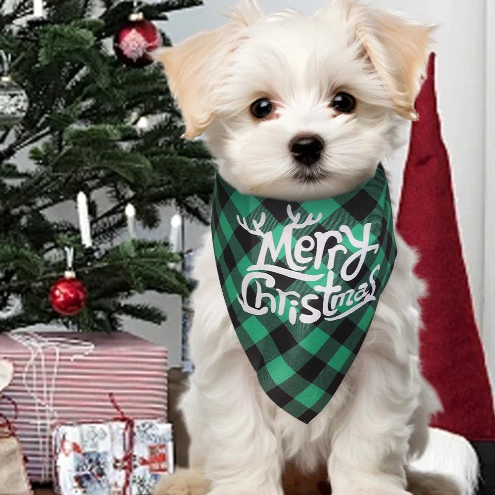 10/1PCS Christmas Dog Cat Triangle Scarf Cartoon Santa Claus snowman Triangle Scarf Pet Saliva Towel Christmas Pet Supplies