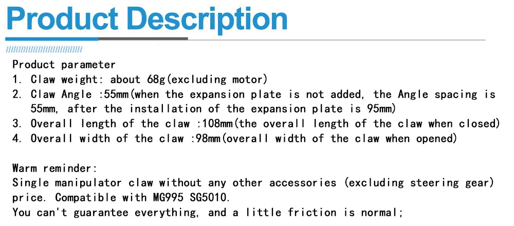 Metal Alloy Robot Manipulator Mechanical Arm Claw Kit MG996R for Arduino Robotics